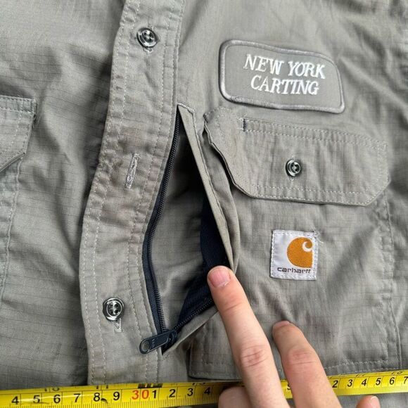 Vintage Carhartt New York Carting Warehouse Worker Uniform Polo Shirt - Picture 3 of 5
